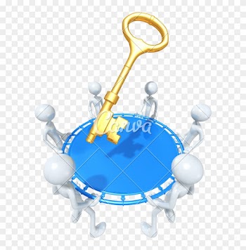 3d People Catching Falling Key - Topology Is The Most Secure