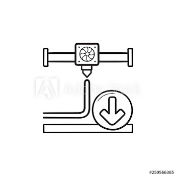 3D printer extruder printing hand drawn outline doodle icon