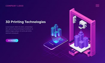 3d printer technology, isometric concept Free Vector