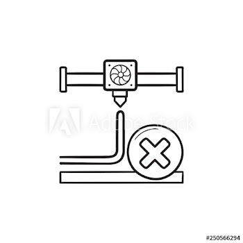 3D printing cancel hand drawn outline doodle icon