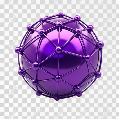 3D Purple Metallic Network Icon