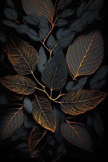 3d rendered vertical illustration of green leaves with golden borders isolated on a black background