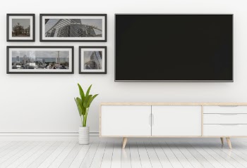 3D rendering of interior modern living room with Smart TV