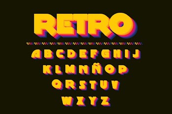 3d retro alphabet Free Vector