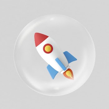 3D rocket in bubble sticker, | Free PSD - rawpixel