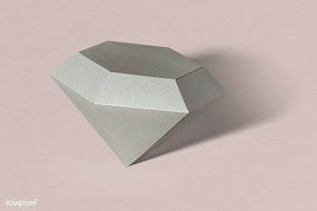 3D silver diamond shaped paper craft on a dull pink background | Free  psd mockup - 2339241