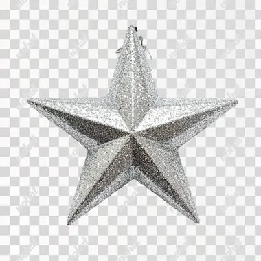 3D Silver Glitter Star Ornament for Festive Decor