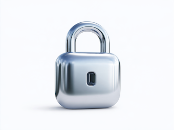 3D Silver Metallic Padlock Icon