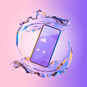 3d smartphone with water effect Free Psd
