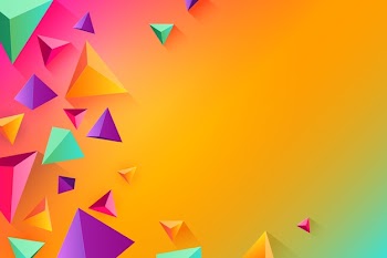 3d triangle shape in vivid colors theme for background Free Vector