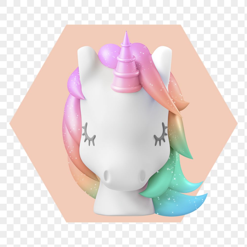 3D unicorn png badge sticker, | Free PNG - rawpixel