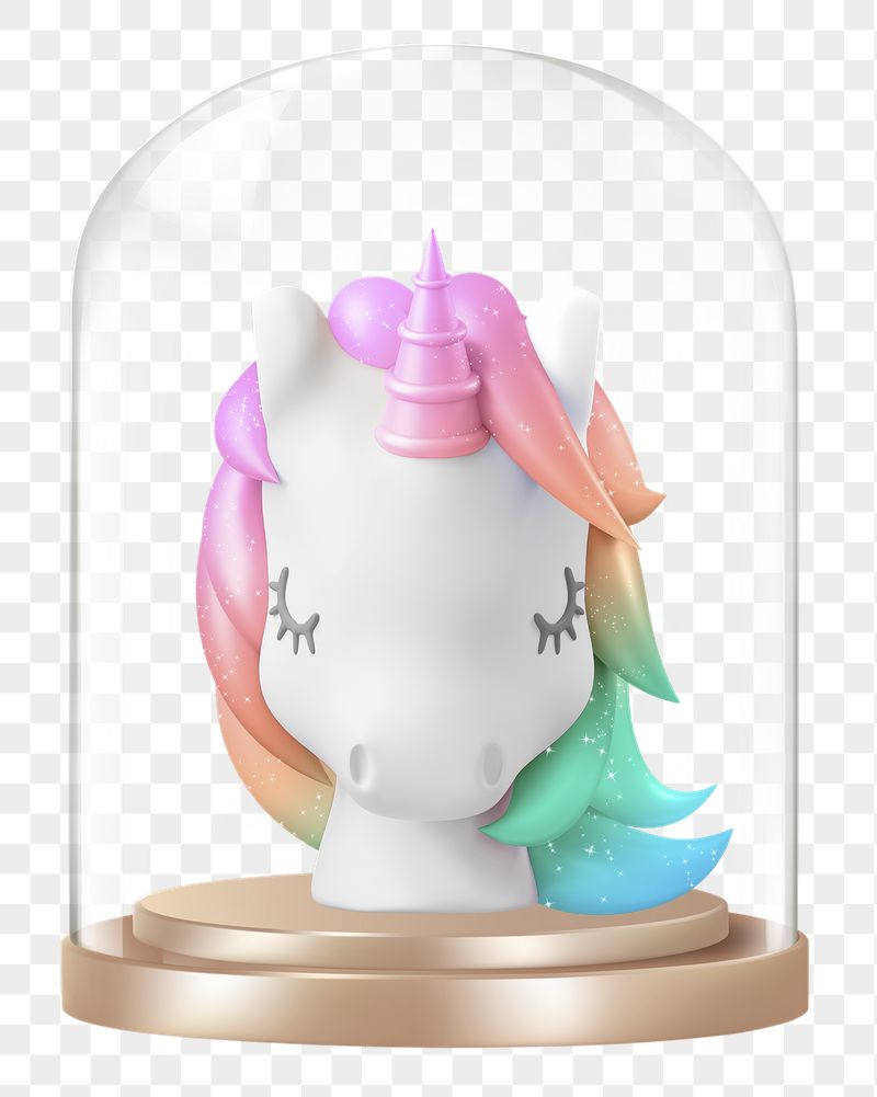 3D unicorn png glass dome | Free PNG - rawpixel