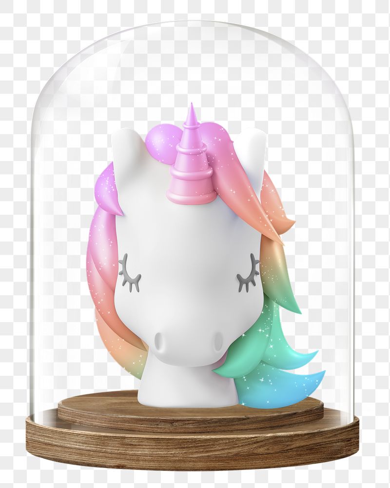 3D unicorn png glass dome | Free PNG - rawpixel