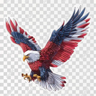 3D Vector Design of an American Bald Eagle with Flag Colors 3D Vector Design of an American Bald Eagle with Flag Colors