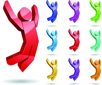 3d vector jumping man icon set