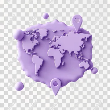 3D Violet Map Marker Icon Design