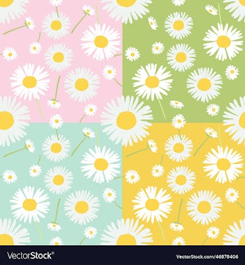 4 colors set of dandelion seamless pattern backgro