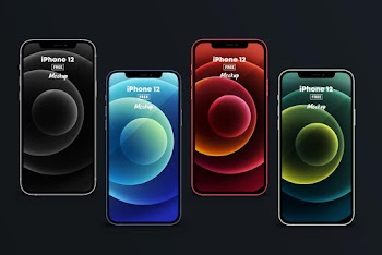 4 iPhone 12 in All Colors Free Mockup