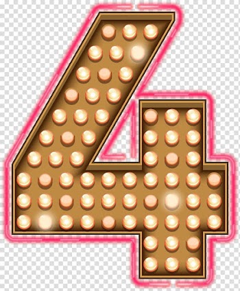 4 marquee light , Number , Number Four Neon Lights transparent background PNG clipart