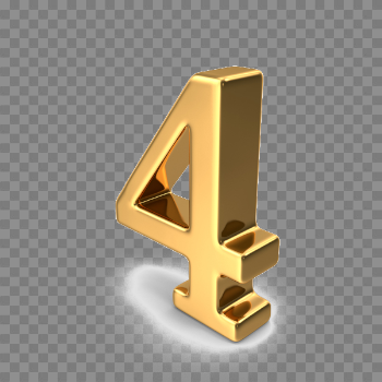 4 Number Transparent Background PNG