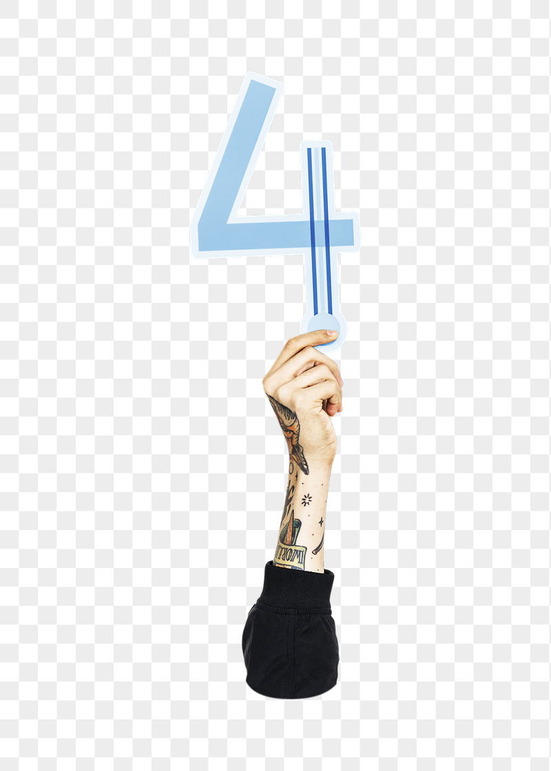4 png number, raised hand, | Free PNG - rawpixel
