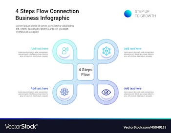 4 steps flow connection infographic light version