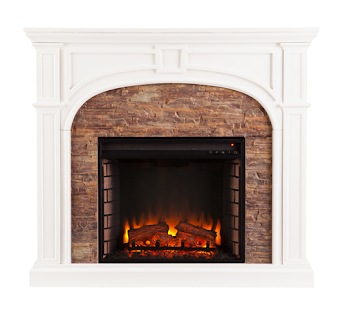 45.75" Tanaya Stacked Stone Effect Electric Fireplace - White ...