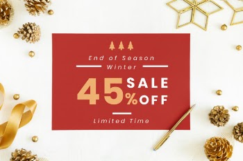 45% christmas sale sign mockup Free Psd