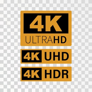 4K UltraHD, UHD, HDR badges - PNG transparent