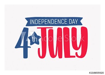4th July Independence Day inscription written with elegant font and decorated with ribbon