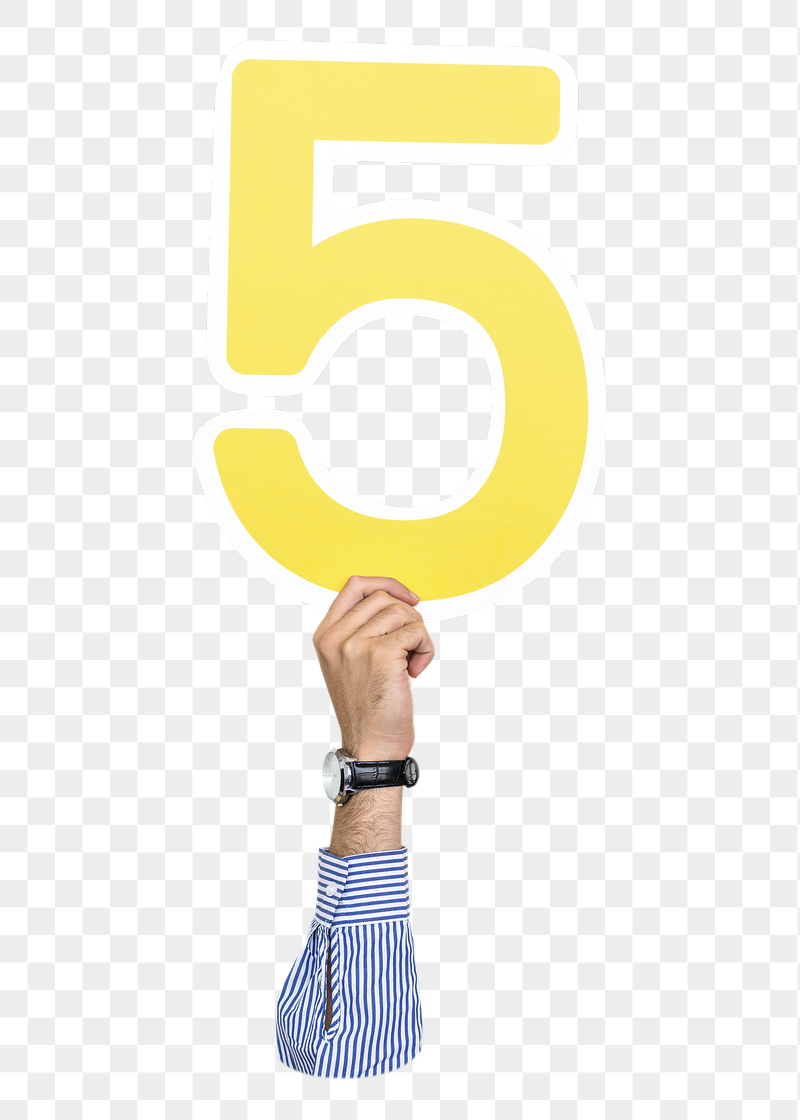 5 png number, raised hand, | Free PNG - rawpixel