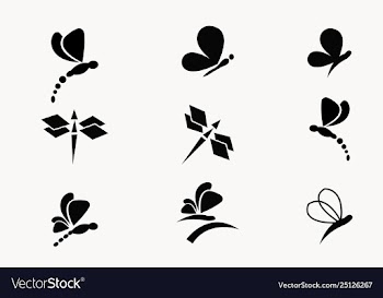 6 collection black butterflies and dragonflies vector image