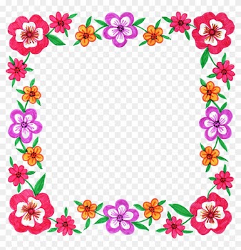 6 Flower Frame Colorful Square - Floral Frame Square Png