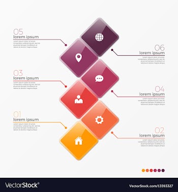  					6 option infographic template with squares vector image														