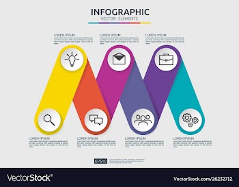 6 steps connection infographic element design