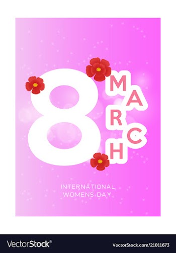 8 march greeting card template on pink background vector image