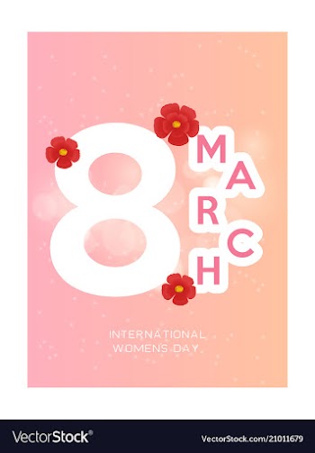 8 march greeting card template on pink background vector image