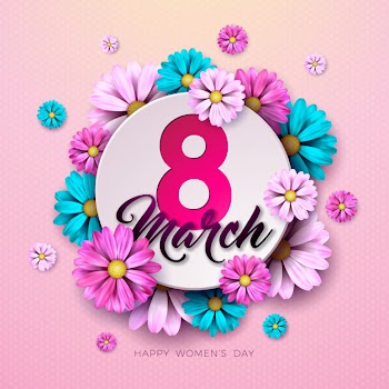 8 march. happy womens day floral greeting card. Free Vector
