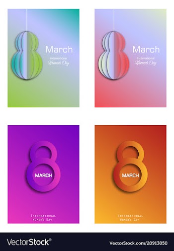 8 march happy womens day greeting card on red vector image