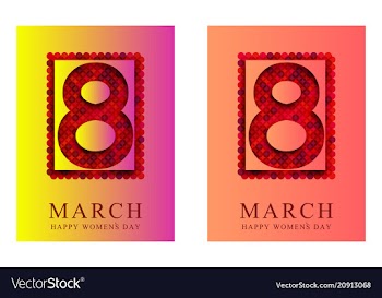 8 march happy womens day greeting card on red vector image