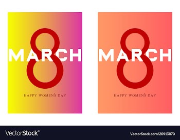8 march happy womens day greeting card on red vector image