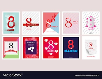 8 march postcard mega collection set 8 march vector image