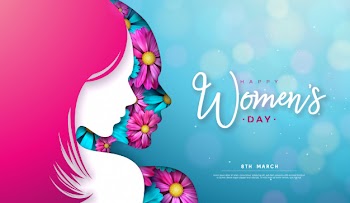 8 march. women's day greeting card design with young woman silhouette and flower. Free Vector