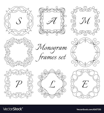  					8 monogram frames Retro style set Hand drawn vector image														