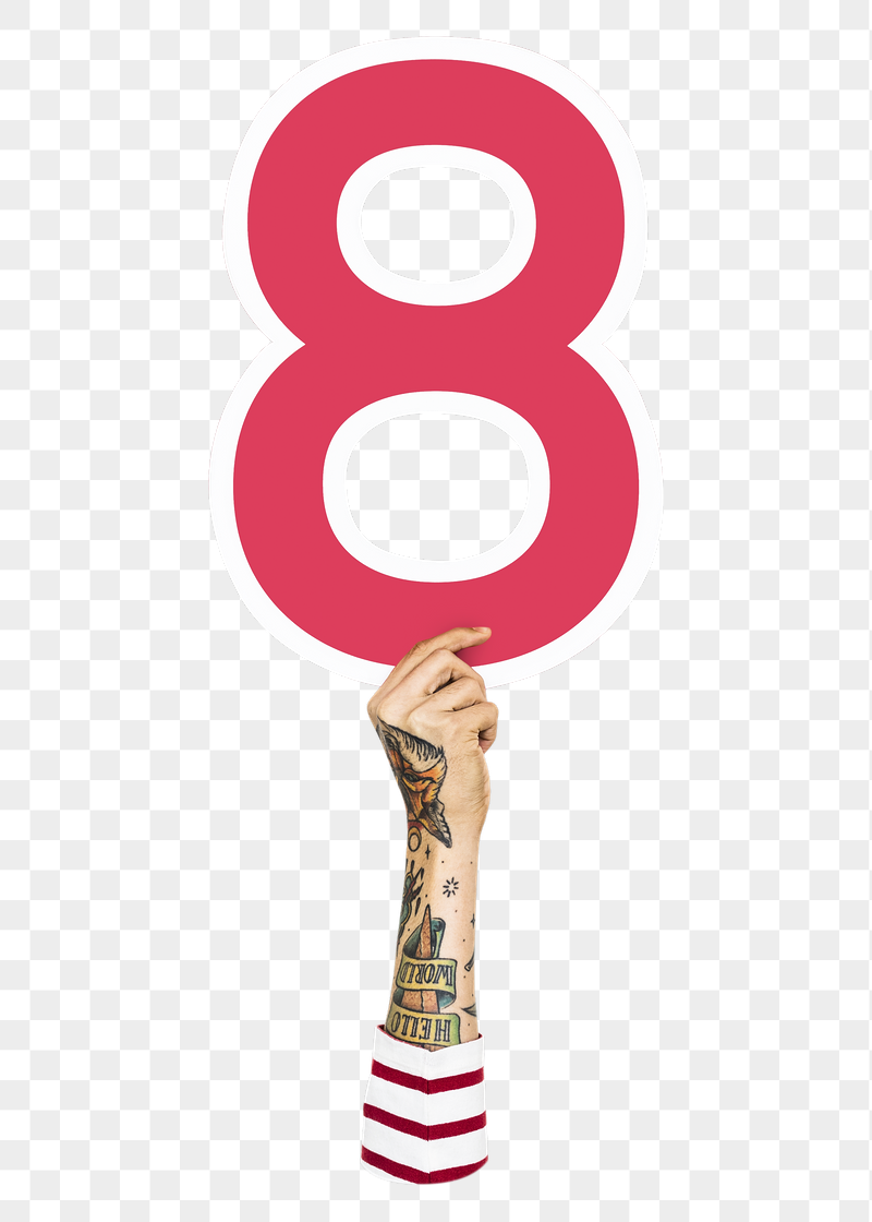 8 png number, raised hand, | Free PNG - rawpixel
