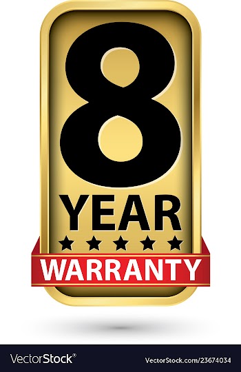  					8 year warranty golden label vector image														