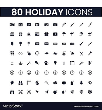 80 holiday icons set