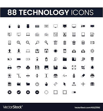 88 technology icons set