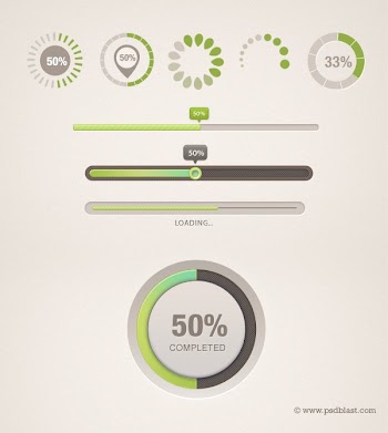 9 Different shaped Progress Bar PSD, Loading icon