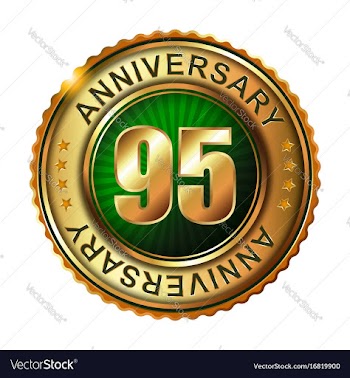 95 years anniversary golden label vector image